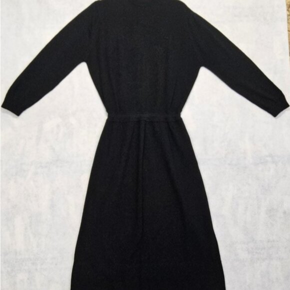 Vtg Sweater Dress 50s 60s S 8 James Kenrob Pebblecrepe Black Knit Midi A-Line - Picture 12 of 12